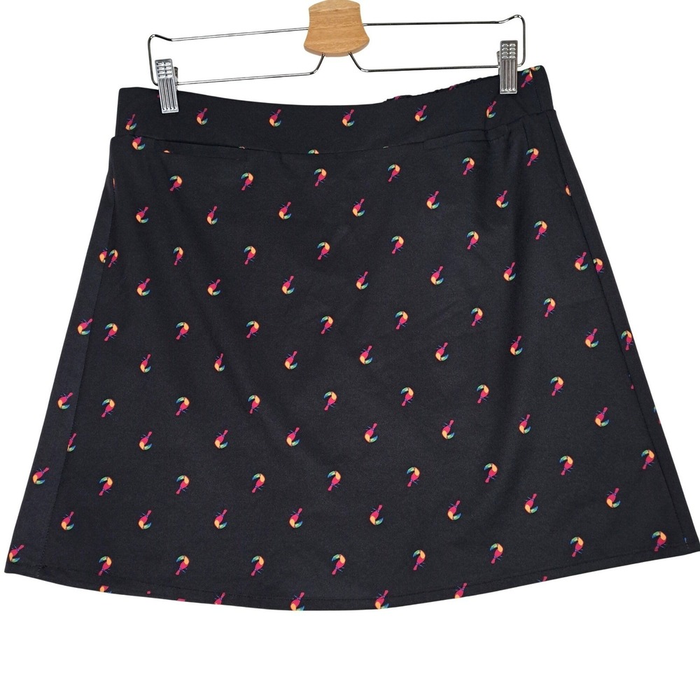 Croft & Barrow Skort Womens Medium Black Toucan Print Elastic‎ Waist Pull On